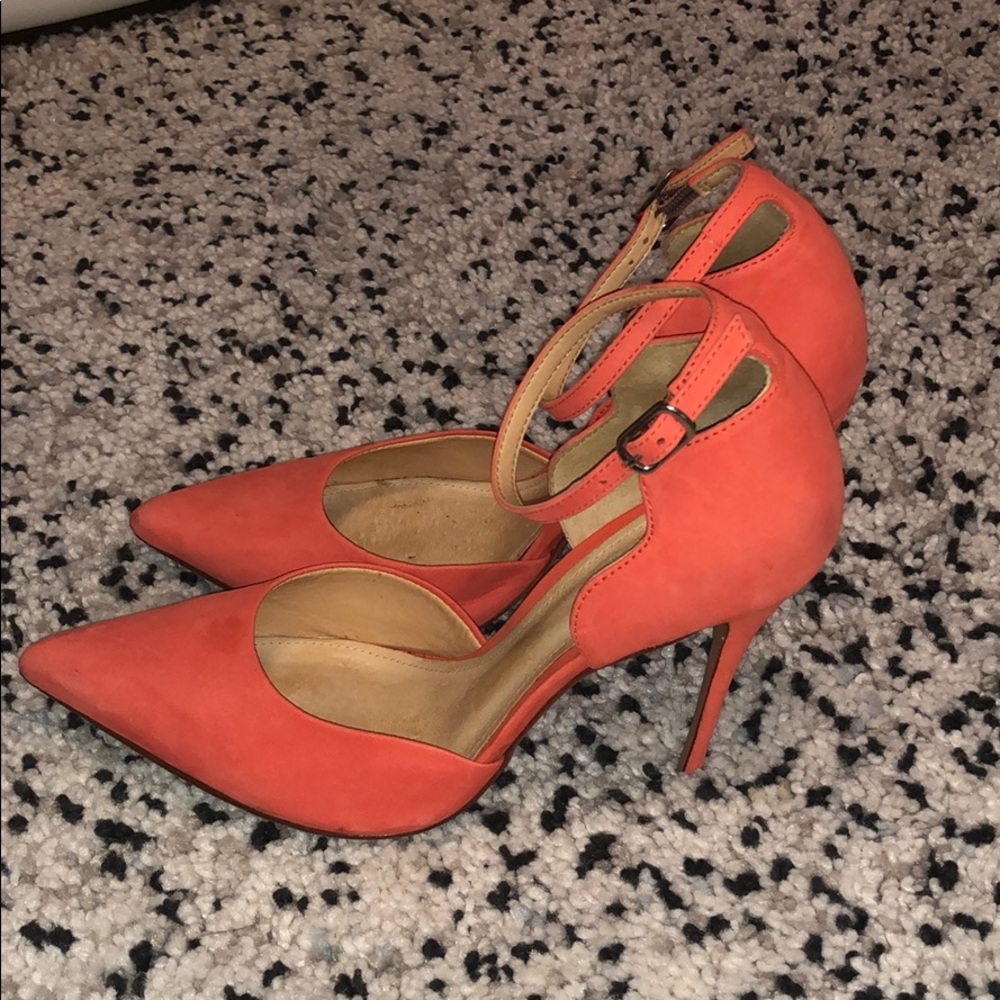 Schutz coral suede pumps
